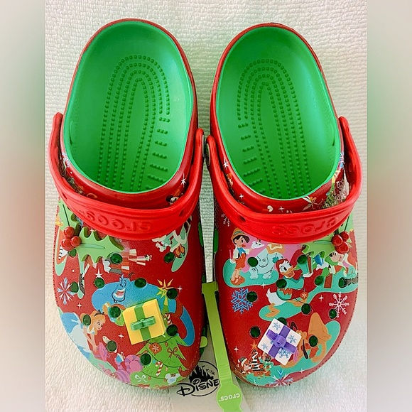 Disney Parks Christmas Holiday Crocs Classic Clog (Men 6/Women 8) - Picture 2 of 8